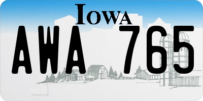 IA license plate AWA765