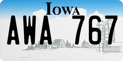 IA license plate AWA767