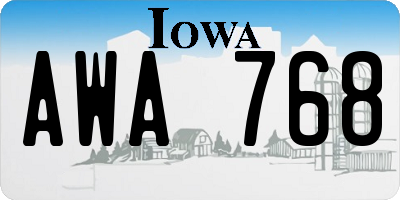 IA license plate AWA768