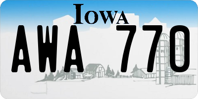 IA license plate AWA770