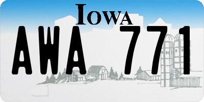 IA license plate AWA771