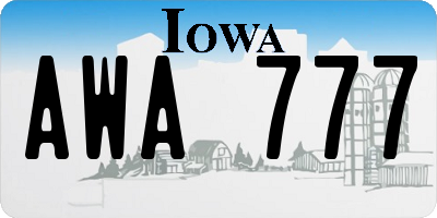 IA license plate AWA777