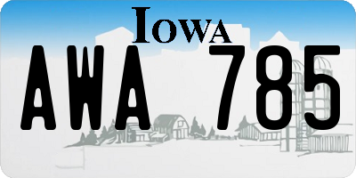 IA license plate AWA785