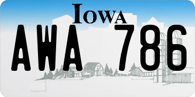 IA license plate AWA786