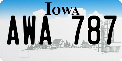 IA license plate AWA787