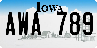 IA license plate AWA789