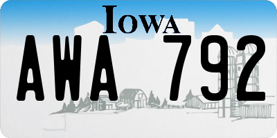 IA license plate AWA792