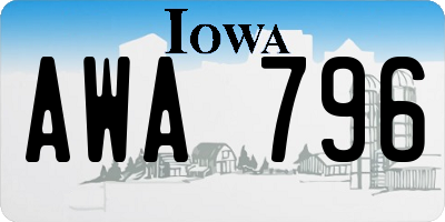 IA license plate AWA796