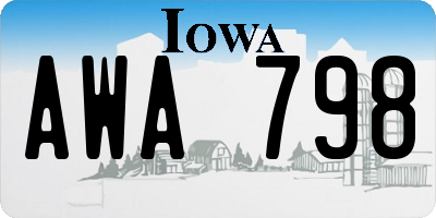 IA license plate AWA798