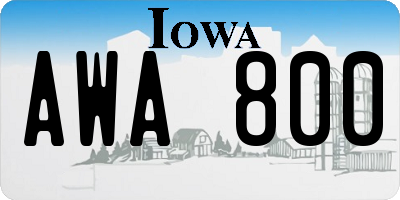 IA license plate AWA800