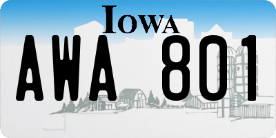 IA license plate AWA801