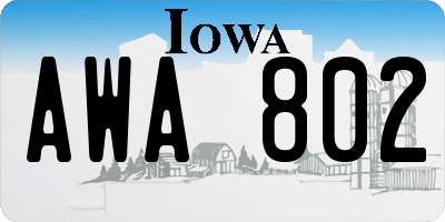 IA license plate AWA802