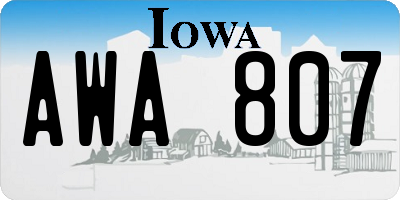 IA license plate AWA807