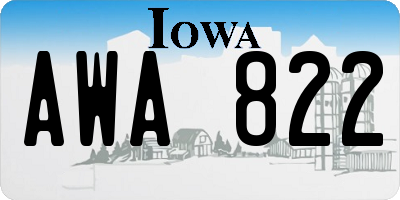 IA license plate AWA822