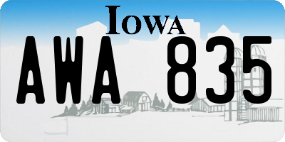 IA license plate AWA835