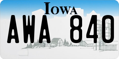 IA license plate AWA840