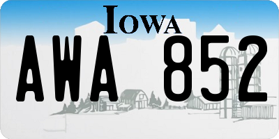 IA license plate AWA852