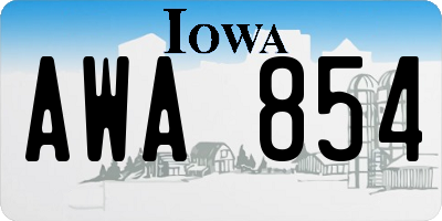 IA license plate AWA854
