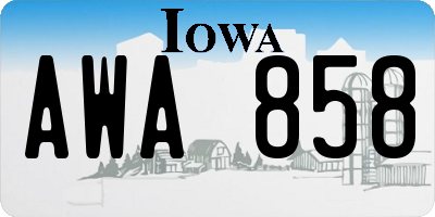 IA license plate AWA858