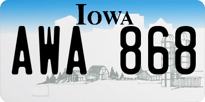 IA license plate AWA868
