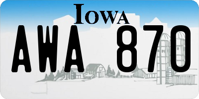 IA license plate AWA870