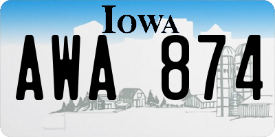 IA license plate AWA874