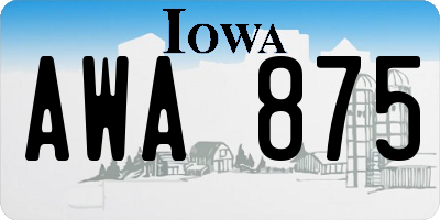 IA license plate AWA875