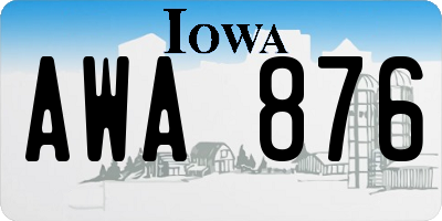IA license plate AWA876