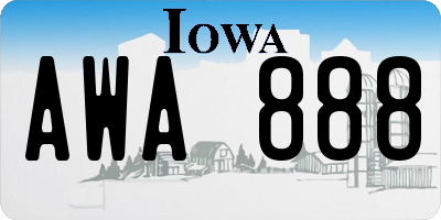 IA license plate AWA888