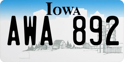 IA license plate AWA892