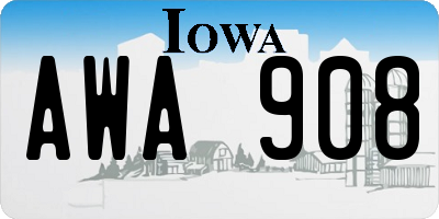 IA license plate AWA908