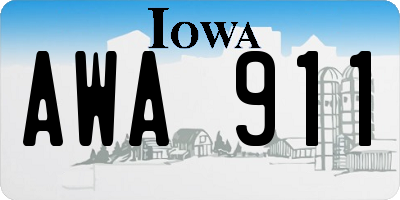 IA license plate AWA911