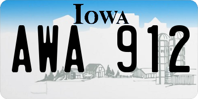 IA license plate AWA912