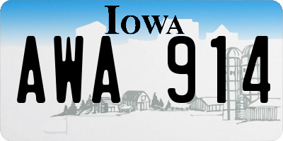 IA license plate AWA914