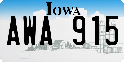 IA license plate AWA915