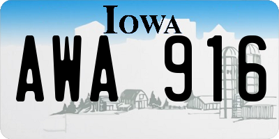 IA license plate AWA916
