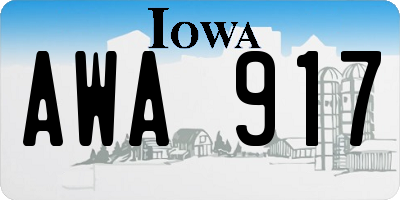 IA license plate AWA917