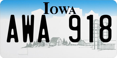 IA license plate AWA918