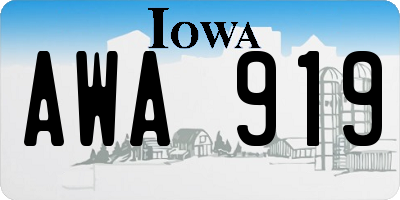 IA license plate AWA919
