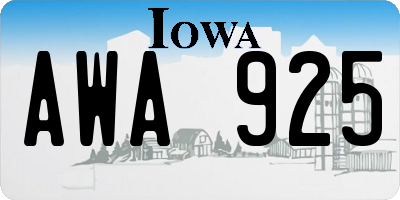 IA license plate AWA925