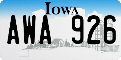 IA license plate AWA926