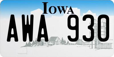 IA license plate AWA930