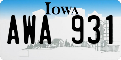 IA license plate AWA931