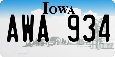 IA license plate AWA934