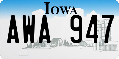IA license plate AWA947