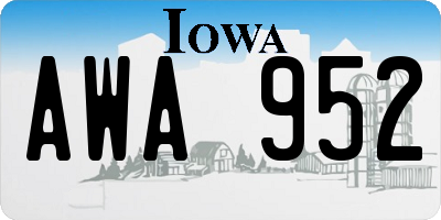 IA license plate AWA952