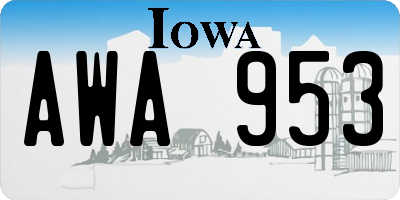 IA license plate AWA953