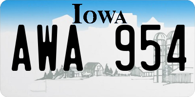 IA license plate AWA954