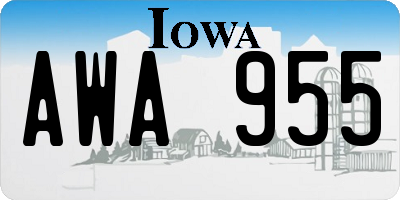 IA license plate AWA955