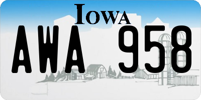 IA license plate AWA958